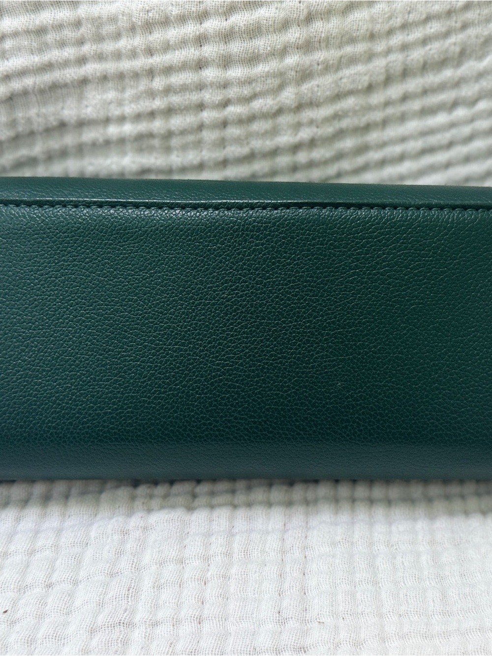 Anne Klein Dark Green Leather Wallet with Gold Turn-Lock - Picture 2 of 5